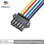 5PCS JST SM 2/3/4/5/6Pins 2.54MM Plug Male to Female Wire Connector Cable Pigtail Plug LED Connecting line 20cm Long