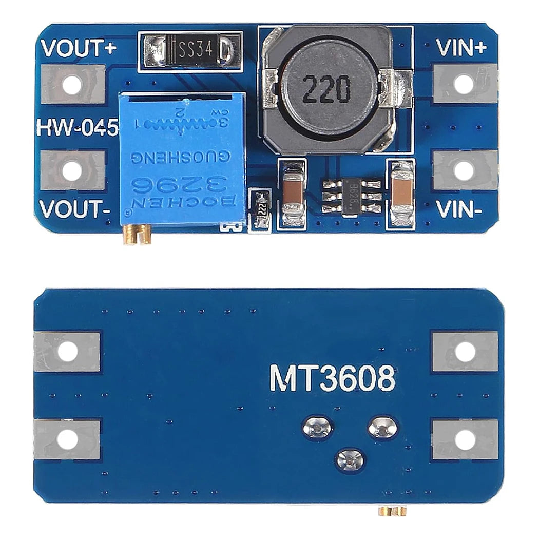 5/10PCS MT3608 DC-DC Step Up Boost Power Converter 2A Module Adjustable Step Up Voltage Regulator Board 2-24V to 5V-28V Output