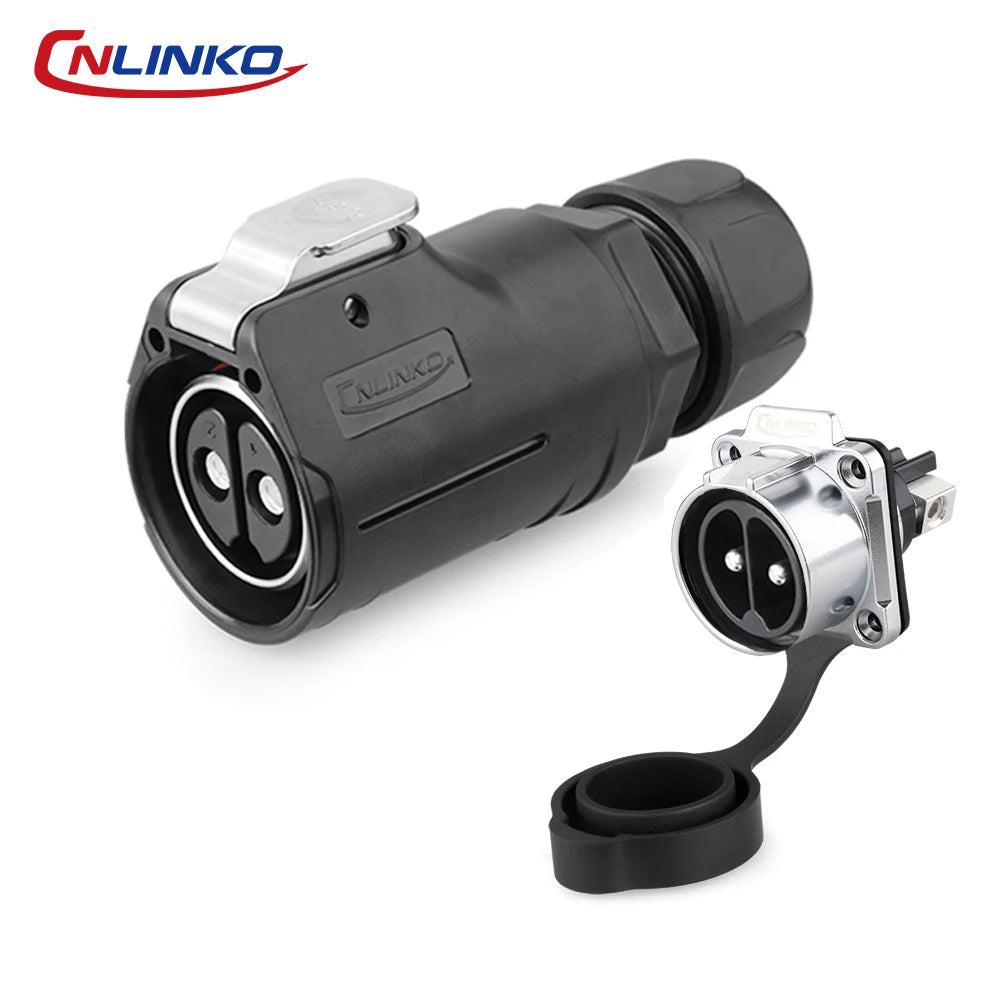 CNLINKO M28 IP68 Circular Heavy Duty Power Connector 50A Male/Female Screw Terminal for EV Charging,Solar & Battery Storage