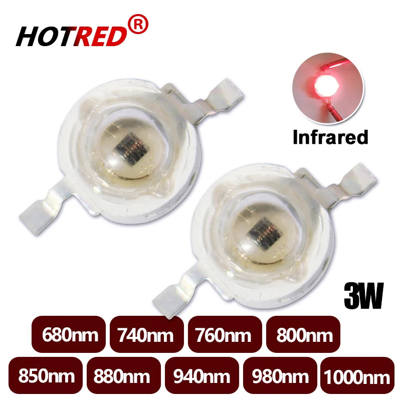 5-10pcs 1W 3W High Power LED IR 730nm 760nm 810nm 850nm 880nm 940nm 980nm 1050nm Diode Light Lamp for Night Vision CCTV Camera