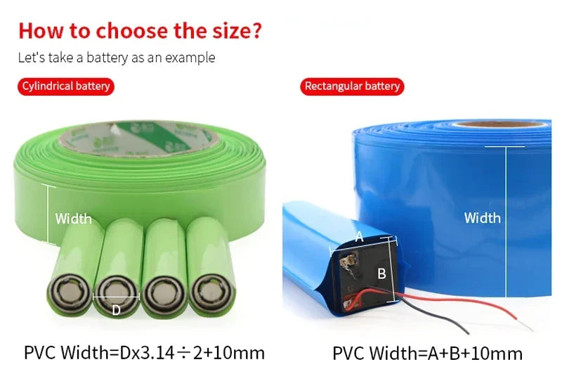 85mm ~ 350mm 18650 Lithium Battery Heat Shrink Tube Li-ion Wrap Cover Skin PVC Shrinkable Tubing Film Sleeves Insulation Sheath