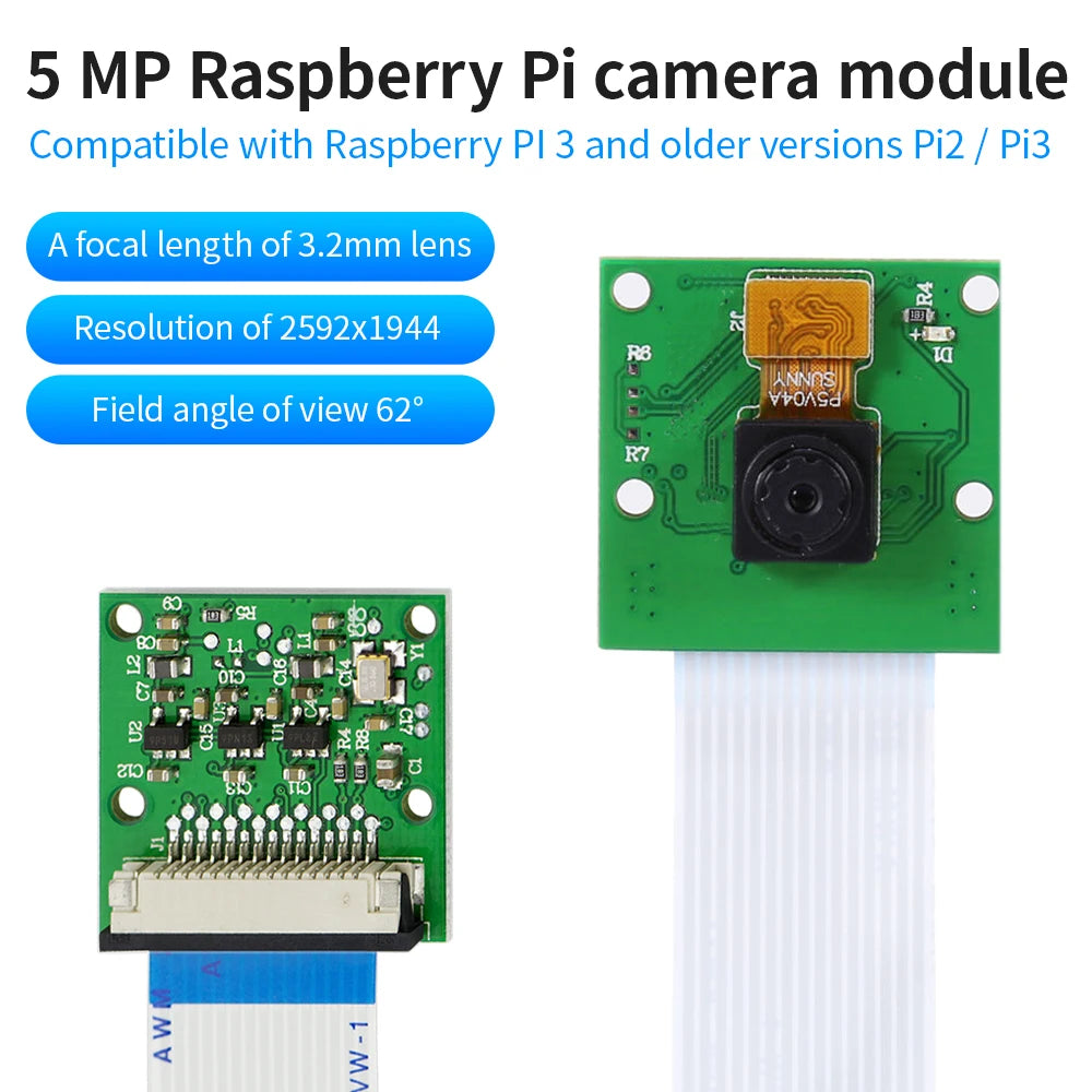 KEYESTUDIO Raspberry Pi Camera Module 5/8 Megapixels 1080p Mini HD PiNoIR Camera Wilde Angle Module For Raspberry Pi 2/3/3B/4/4B