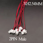 10PCS  Micro JST XH 2.54 2P 3P 4P 5P 6PIN Male Female Plug Connector 2.54mm Pitch With Wire Cable Battery Charging Cable