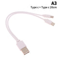 2 In 1 USB Male To Micro USB/Type-C Splitter Data Transfer Charging Cable For For Android Smartphones Tablet Dual Micro USB