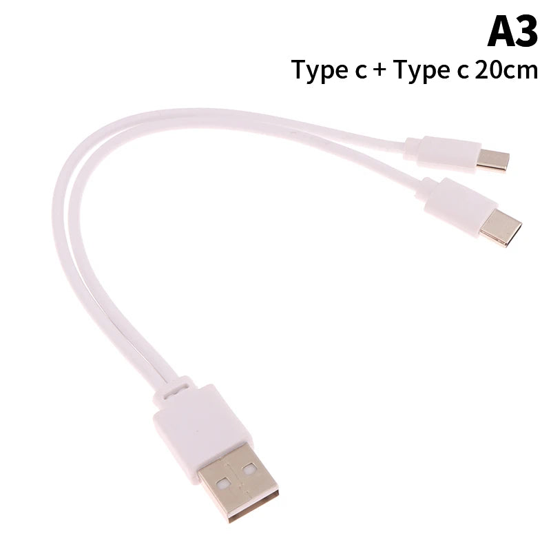 2 In 1 USB Male To Micro USB/Type-C Splitter Data Transfer Charging Cable For For Android Smartphones Tablet Dual Micro USB