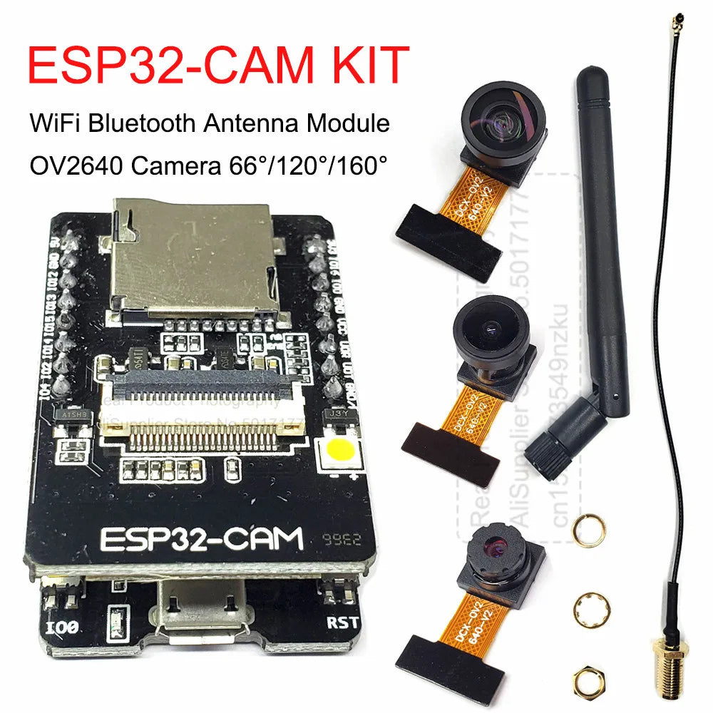 OV2640 ESP32-Cam Set with DVP 24pin Camera 66 120 160 Degree 850nm Night Vision 2MP 2.4 GHz 8MB PSRAM Wireless Bluetooth Module