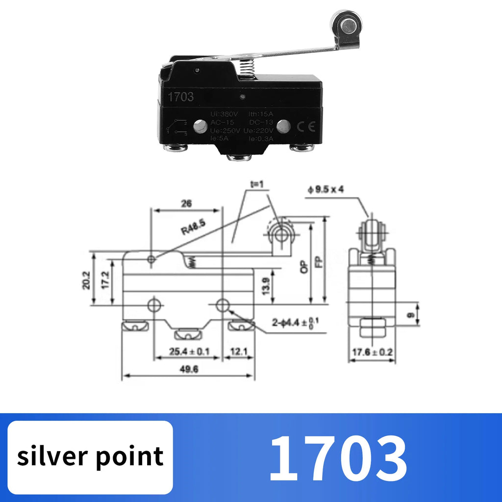10Pcs 1NO + 1NC Hinge Roller Lever Micro Action Switches