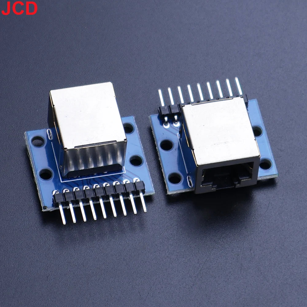 JCD 1pcs RJ45 Breakout Board With LED Lights,8P8C Female Socket Connector RJ45 Adapter Test Board with Pin Headers
