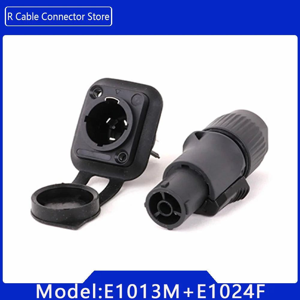 2pcs 3Pins Waterproof IP65 True Locking Powercon Male Plug Jack Power Female Sockets Chassis Wire Connectors