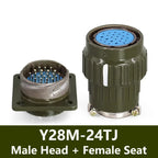 Y28M Fixed Type 28mm Aviation Plug Socket 4/7/8/10/12/14/19/24/32/37Pin Industrie Fast Buckle Male Female Connector Army Green