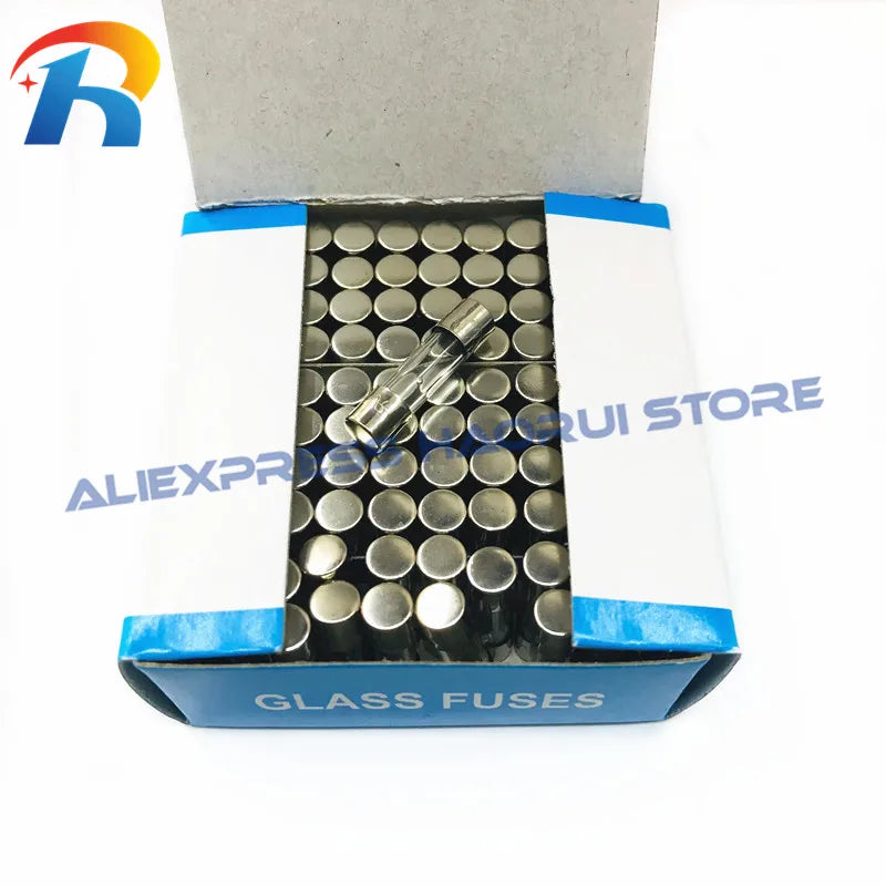 100Pcs Slow Break 5*20mm Delay Fuse Tube 250V T0.5A T1A T2A T3.15A T4A T5A T6.3A T10A T12A T15A T20A Box Glass Fuse Tube Delay