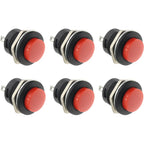 6Pcs R13-507 Momentary Push Button 2 Pin Self-Resetting Mini No Lock Round SPST 1NO Switch 3A 250V AC/6A 125V AC Button Assorted