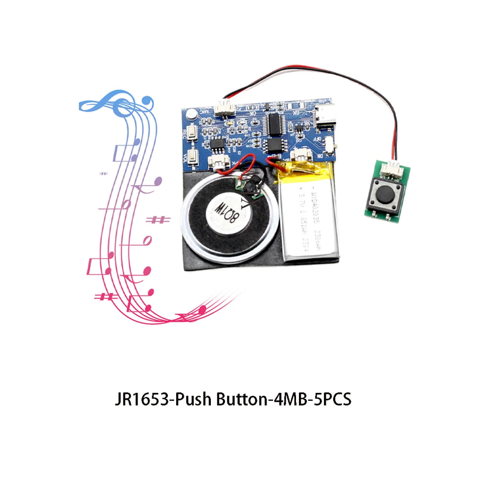 4MB/16MB Push Button Sound Module USB Downloadable & Recordable & Rechargeable with MP3 Audio Playback for Xmas Greeting Gifts