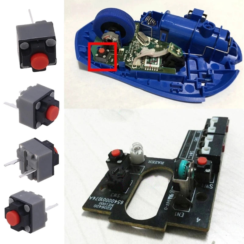 5PCS Kailh Mute Button 6x6x7.3mm Square Silent Switch Mouse Micro Switch Repair Parts Replace Rectangle Micro Switch