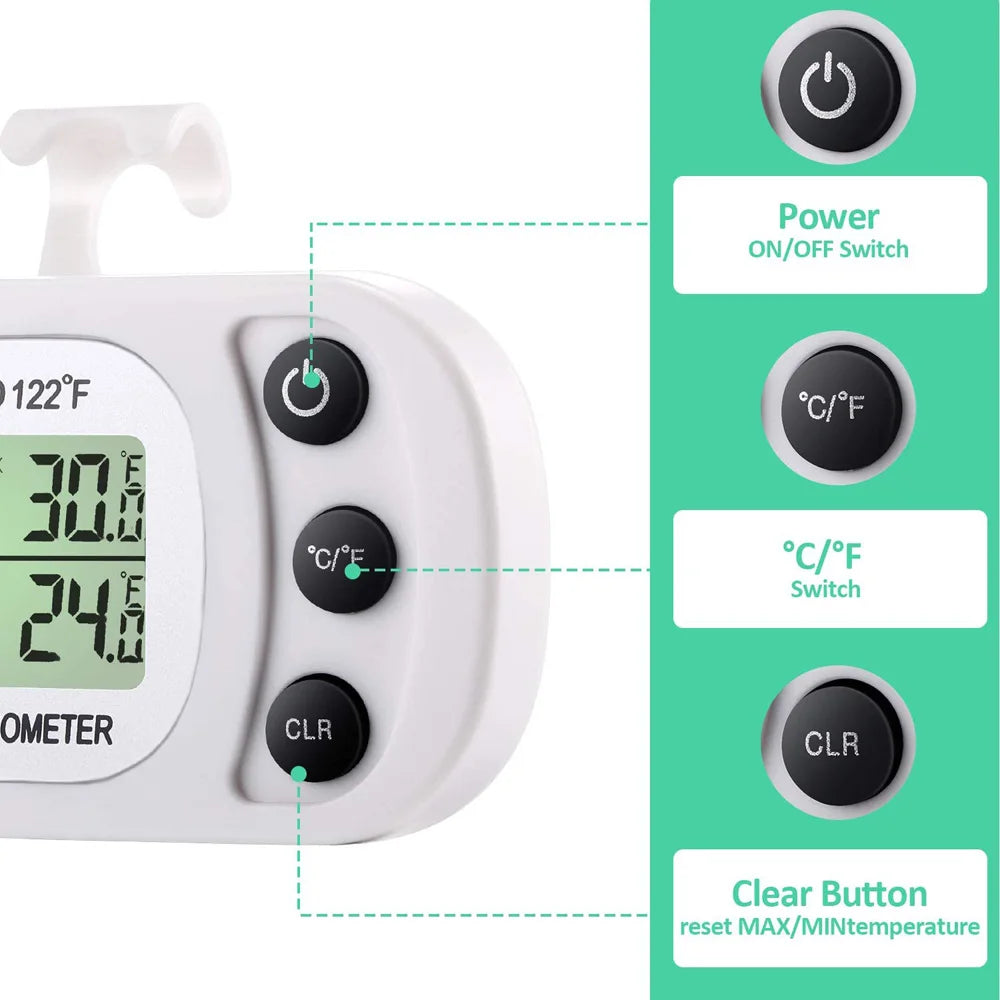 LCD Display Magnetic Refrigeration Refrigerator Hanging Freezer Thermometer Kitchen Tool Fridge Temperature Meter