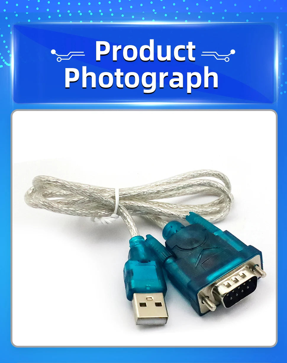 1PCS USB to Serial Port 9-Pin Data Cable HL-340 Chip to RS232 Converter Male Female USB2.0 to DB9 Interface Conversion Cable