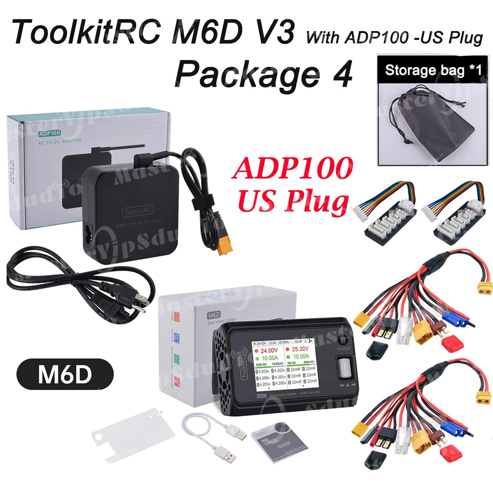ToolkitRC M6D V3 500W 15A DC Dual Channel Smart Charger Discharger For 1-6S  LiPo LiHV LiFe Lilon Battery FPV Drone