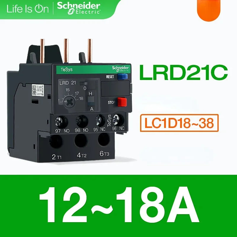 Schneider Thermal Overload Relay LRD12C LRD16C LRD21C LRD32C Relay Three-Pole Thermal Magnetic Trip 10A LC1D Overload Protection