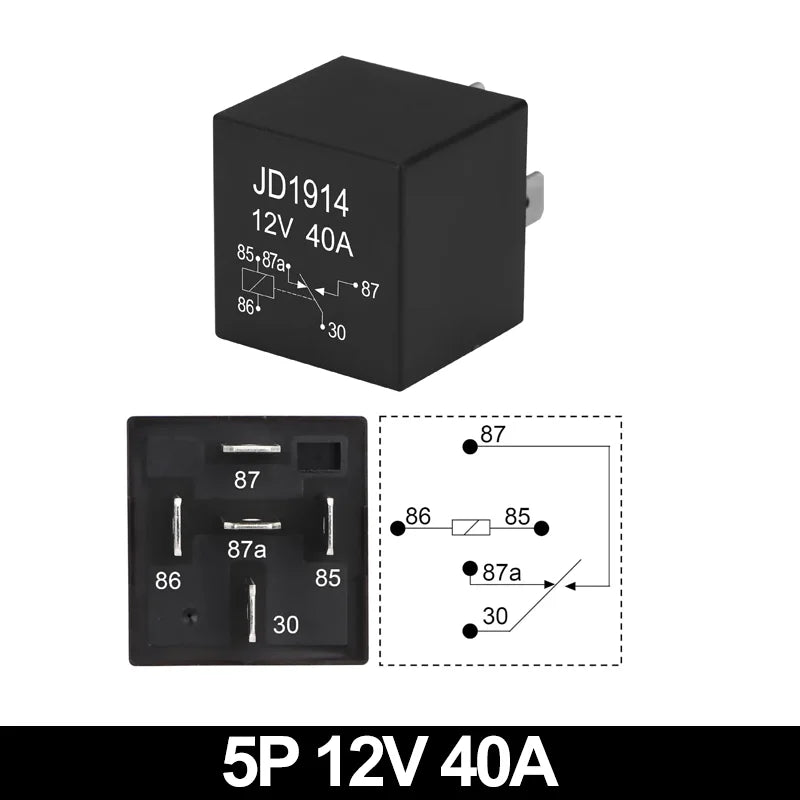 JD1914 40A 12V/24V SPDT Waterproof Car Relay, 4/5 Pin Auto Switch Starter Kit for Car Boat Tractor Truck Motorcycle