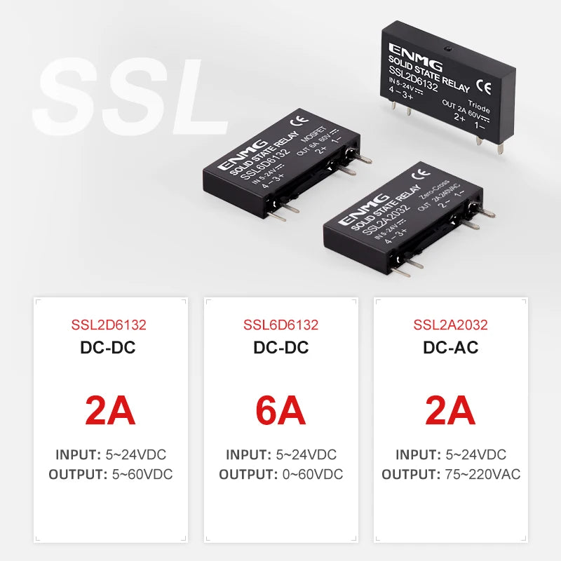 ENMG SSL2D Compact SSR Slim Solid State Relay SSL6D6124 DC 24V SSL2A2024 Opto - Isolated Replacement for Electromagnetic Relays.