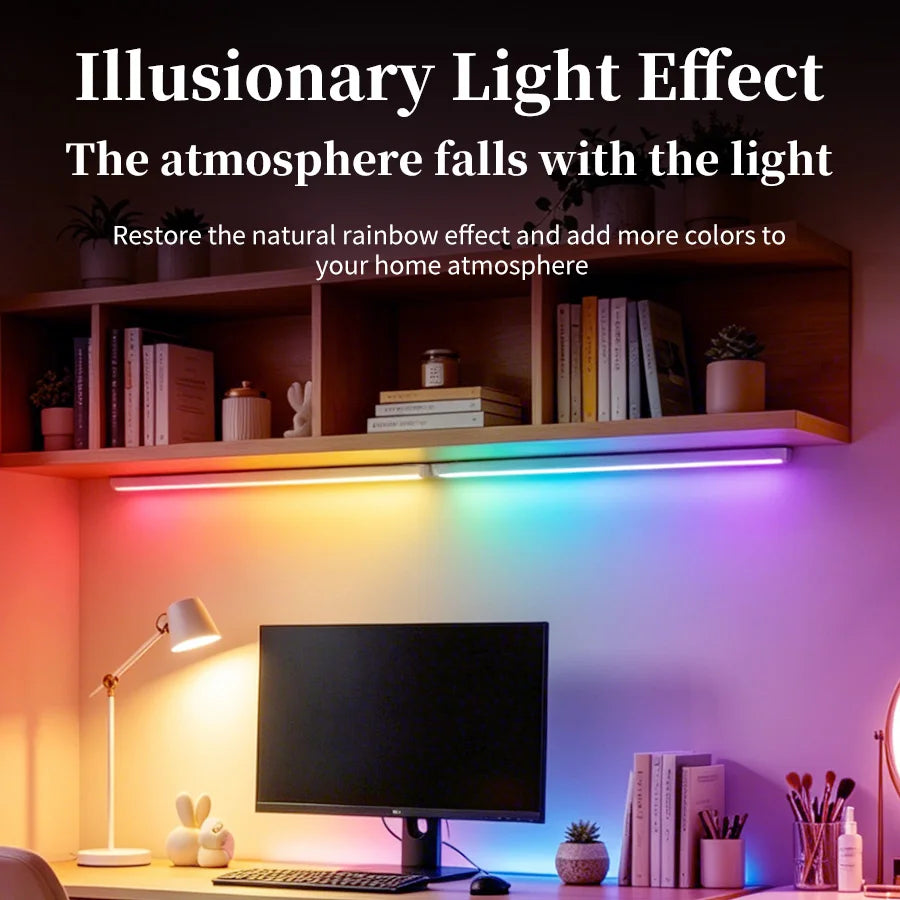 30cm 50cm Magnetic LED RGB Cabinet Light with Motion Sensor USB-C Wireless Night Light with 5 Modes for Closet Gaming Atmosphere