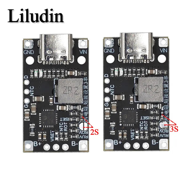 Lithium Battery Charging Boost Module With Balanced Support Fast Charge With Indicator Type-C USB 2/3S BMS 15W 8.4V 12.6V 1.5A