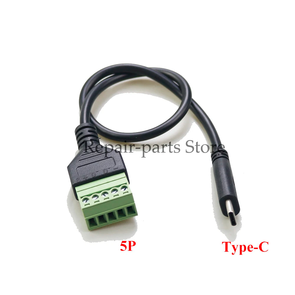 USB 2.0 Female B Micro USB Mini USB Type-C Male to 5 Pin Female Bolt Screw Connector with Shield Terminal Plug Adapter Cable 1ft