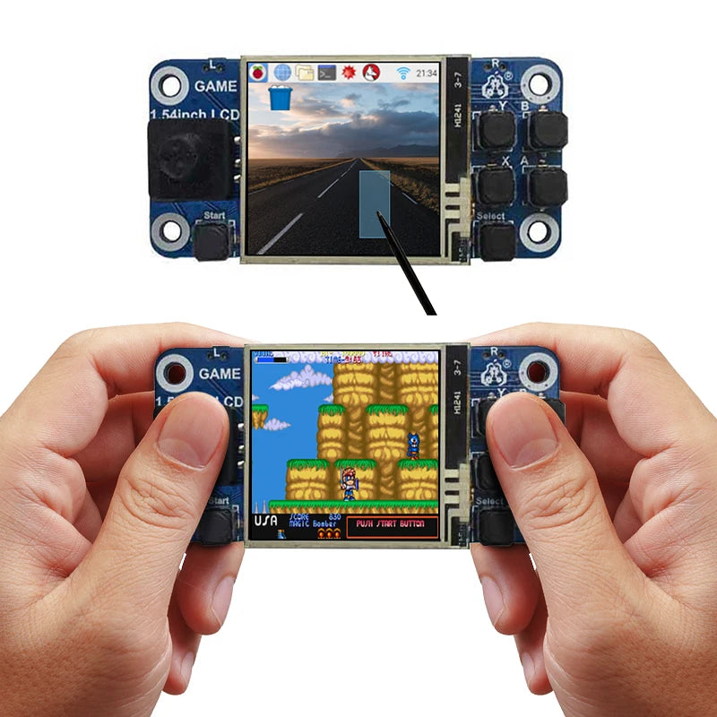 Raspberry Pi Zero 2W Mini Game Console with 1.54 Inch LCD Resistive Touch Screen Supports Retropie