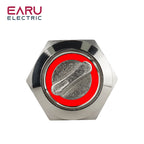 19mm 2 3 Position Latching Stainless Steel Metal Selector Rotary Switch with LED Waterproof  DPDT Illuminated Self-locking