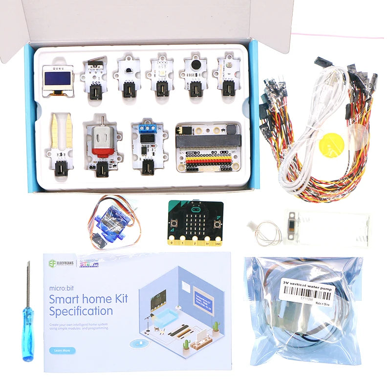 For micro:bit Smart Home Kit with microbit Board,(TMP36 Temperature Sensor, Sound /Crash Sensor, Servo, Motor.,ect),MB0017
