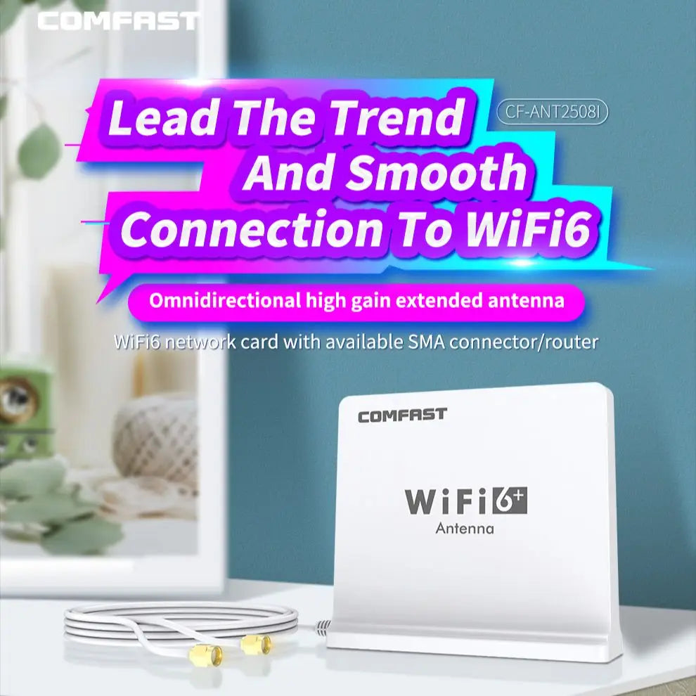Comfast Wifi 6 High Gain Antenna Dual-band Signal SMA Connector With Extension Base for 802.11AX Router & Network Card 1.5Meter