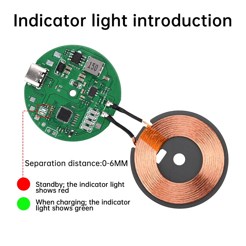 Type-C High Power Fast Charging Module DC 5V 9V 12V 20W Wireless Charger Transmitter Circuit Coil Charger Board