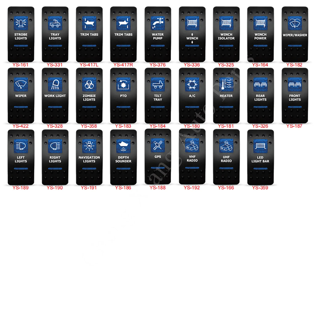 12V Marine Grade Rocker Switch SPST/ON OFF, DPDT/(ON) OFF (ON) Blue Led Light Bar for Carling ARB NARVA Replace Waterproof IP66