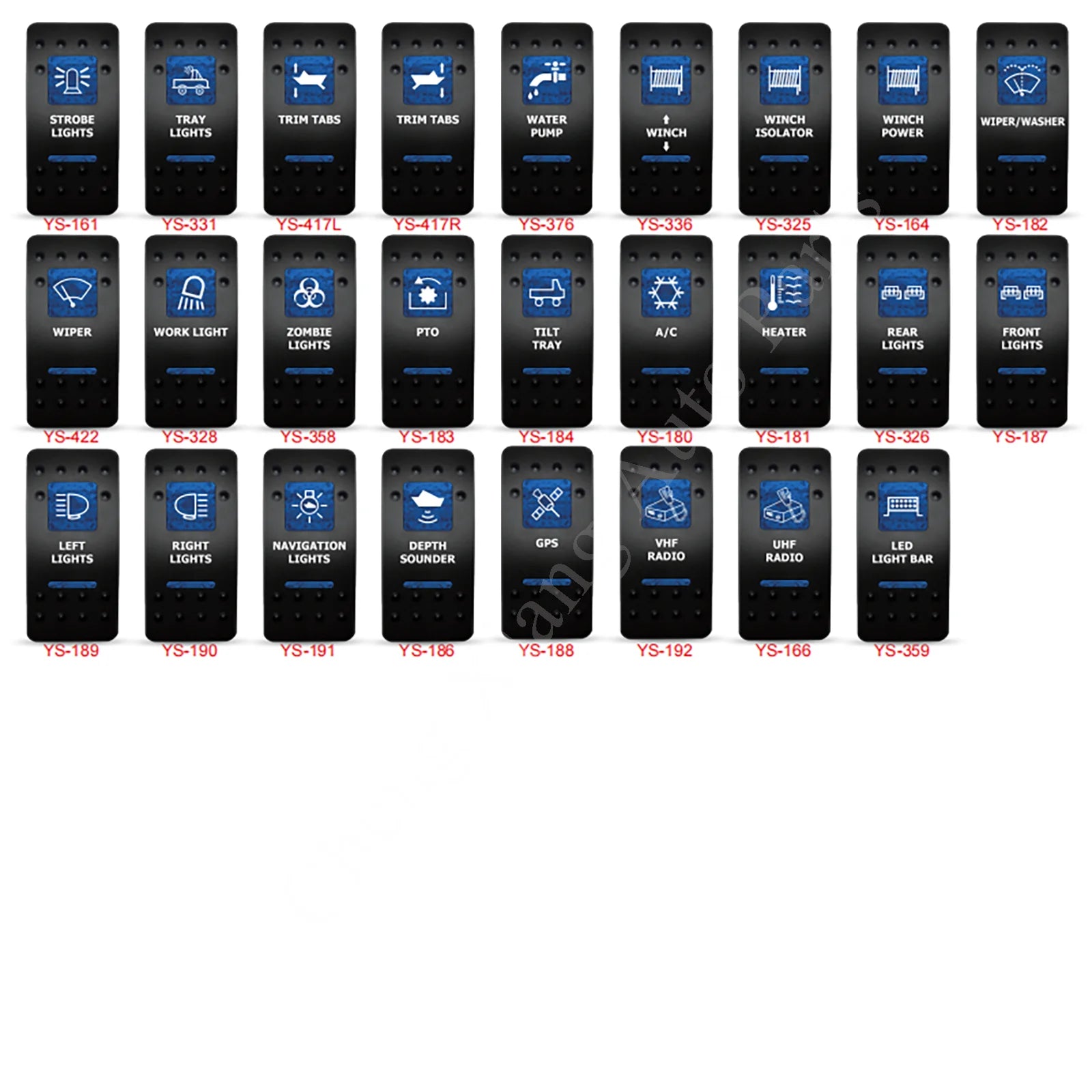 12V Marine Grade Rocker Switch SPST/ON OFF, DPDT/(ON) OFF (ON) Blue Led Light Bar for Carling ARB NARVA Replace Waterproof IP66