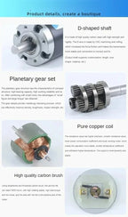 Gear reduction motor, capable of forward and reverse rotation, with adjustable speed. 36mm gearbox, 36 - 3530