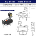 Mini Micro Limit Switch C NO NC 3 Pins PCB Terminals SPDT 1A 125V Roller Arc Lever Snap Action Push Micro Mouse Switches