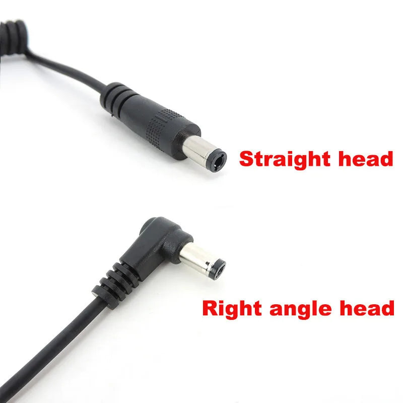 1m DC male to male right Angel Spring Cable connector 5.5mm x 2.1mm straight Plug Power charger 5.5 x 2.5 2.1 mm Extension Cord