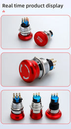 Metal Emergency Stop Button Switch 16/19/22mm Mushroom head Waterproof Stainless steel  Press Rotary Power off STOP 1NO1NC2NO2NC