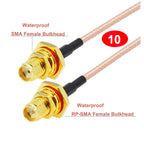 RP-SMA Male to Waterproof SMA Female Bulkhead RG316 Cable 50 Ohm RF Coaxia Pigtail WIFI Router Antenna Extension Cord Jumper