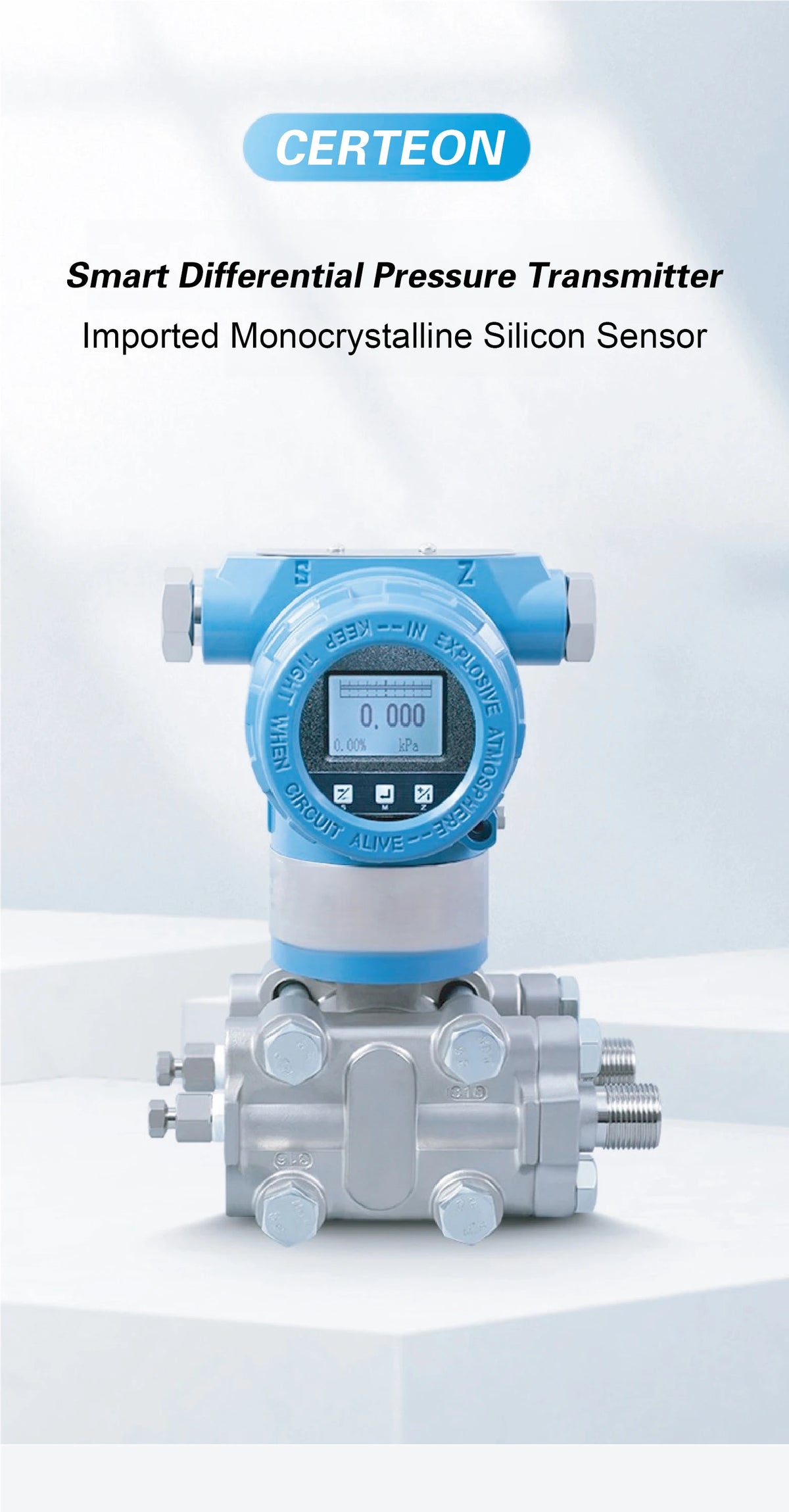 3051DP Differential Pressure Transmitter 4-20mA+HART Explosion Proof Digital Sensor for Industrial Automation