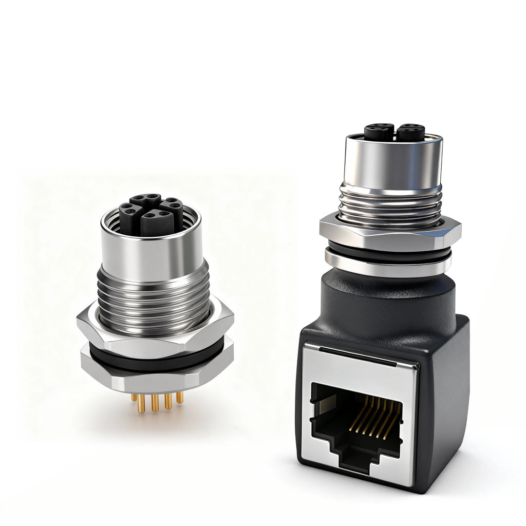 BYXGD M12 X-Code 8Pin A-Code D-Code 4Pin to RJ45 Panel Mount Adapter IP67 Waterproof Ethernet Connector Straight Angled Type