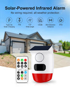 PGST Solar 120dB Independent Alarm Detector PIR Infrared Motion Sensor Siren Horn Home Security Protection Outdoor Waterproof