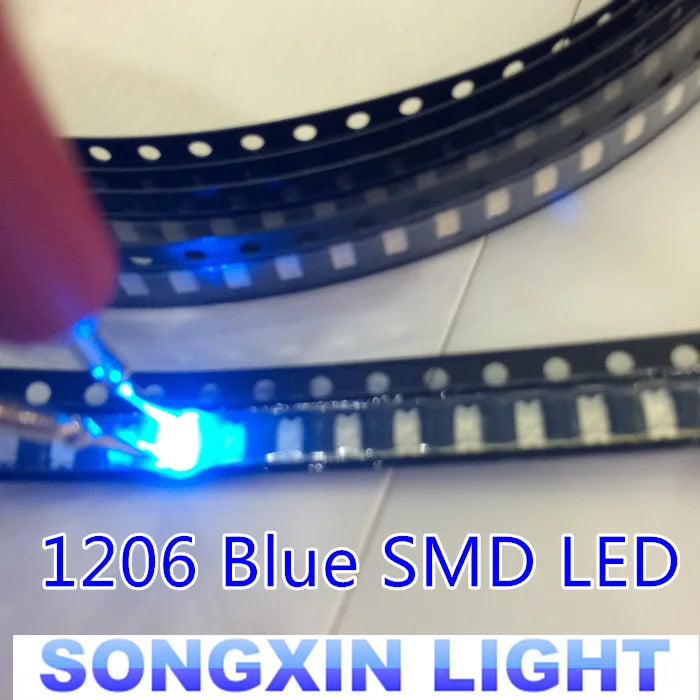 100PCS 1206 Blue Led Super Bright SMD LED diodes 3.2*1.6*0.8MM 460-470NM light-emitting diodes SMD 1206 LED Blue