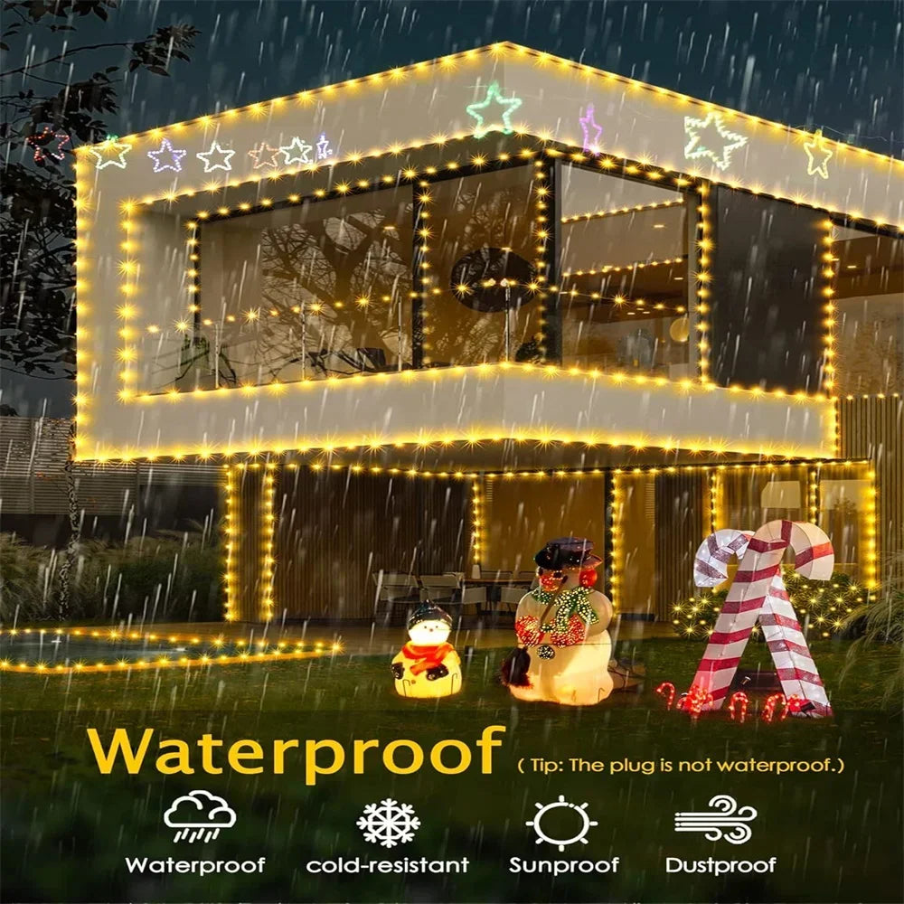 1000/500LED Green Wire Led String Fairy Lights US/EU Plug 110V/220V Waterproof LED Christmas Tree Holiday Home Garden Decor Xmas