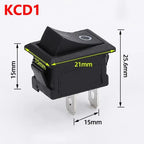 Black Snap-in Rocker Switch 2 Pin Power Switches SPST Boat-Shape Push Button Switches 15x21mm Toggle Switch KCD11 / KCD1