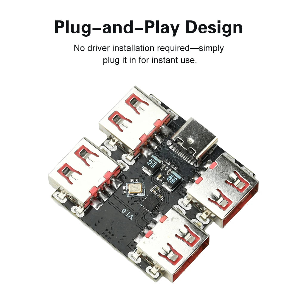 XL334P4 USB2.0 4-port Controller Expansion Module USB 2.0 to 4 Channel Way Splitter USB-HUB Type-C Extender Board 40MB/S