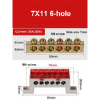 A10 Series 7*11 9*14 3/4/5/6/7/8/10/12 Hole Zero Ground Row Copper Bar Connection Terminal Wiring Terminal of Distribution Box