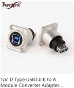 1pc Metal Round/D Type Module RJ45 CAT6&USB 2.0/3.0&Type C&HDMI-Jack Socket Through Network Panel Mounting Electronic Connector