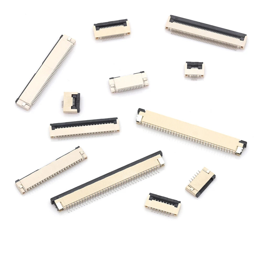 10pcs 4P 5P 6P 8P 10P 12P 14P 16P 20P 22P 24P 30P 34P 0.5mm/1mm Pitch Under Clamshell Socket FPC FFC Flat Cable Connector