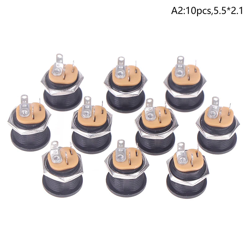 5/10pcs 5.5 X 2.1mm 5.5*2.5mm Convenient Snap Type DC Power Jack Socket Female Panel Mount Connector Port